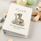 Personalised 1st Birthday Photo Album With Animals 100 6x4 Photo Album with Sleeves