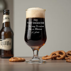 Personalised Stemmed Beer Glass with Custom Text Engraved For Any Occassion