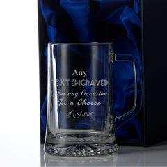 Engraved Personalised Pint Glass Tankard in A Silk Lined Gift Box
