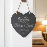 Personalised Hanging Slate Heart Sign Gift Wedding Engagement Anniversary or New Home