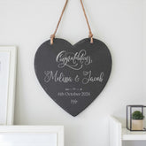 Personalised Hanging Slate Heart Sign Gift Wedding Engagement Anniversary or New Home
