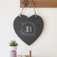 Personalised Engraved Large Slate Heart Plaque Any Logo Engraved