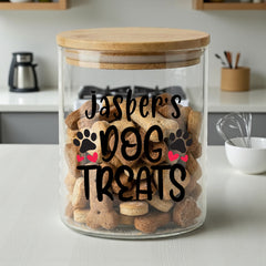 Personalised Dog Treats Jar Storage with name Gift For Any Occasion