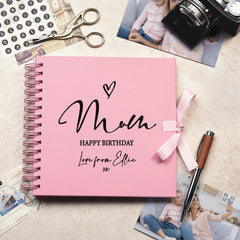 Personalised Mum Keepsake Pink Scrapbook Photo Album With Heart