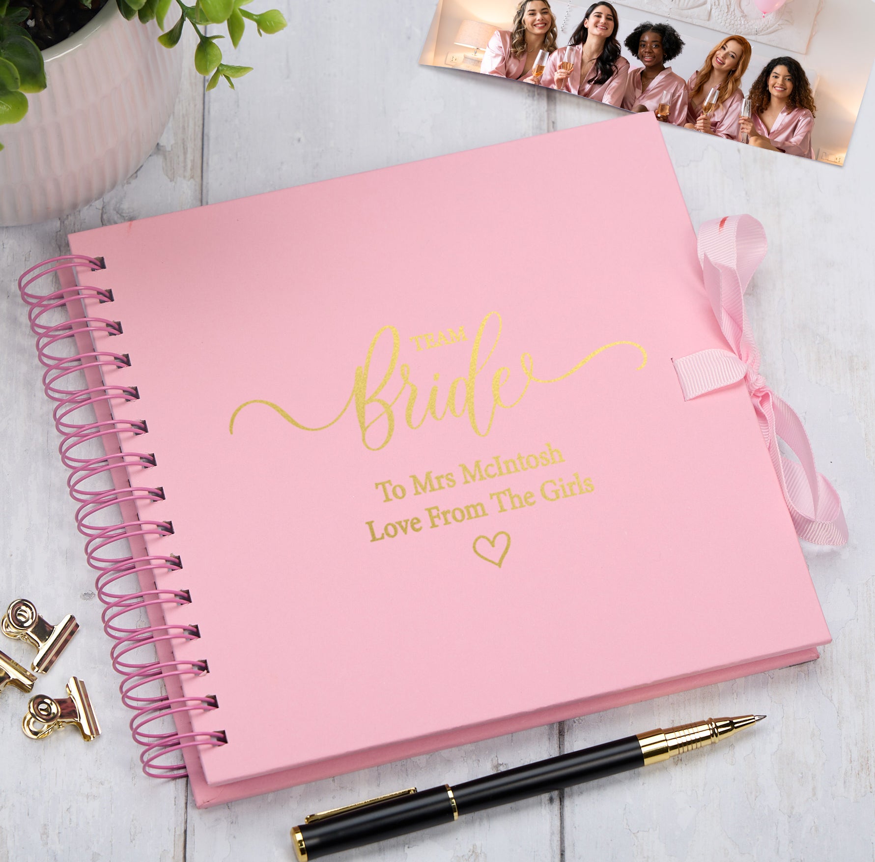 Personalised Team Bride Multiple Colour Guest Book Scrapbook or Photo Album Scrapbook ukgiftstoreonline Pink