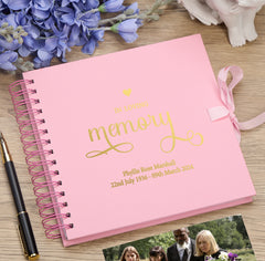 Personalised Memorial Funeral Guest Book Multiple Colours Scrapbook or Photo Album Gift