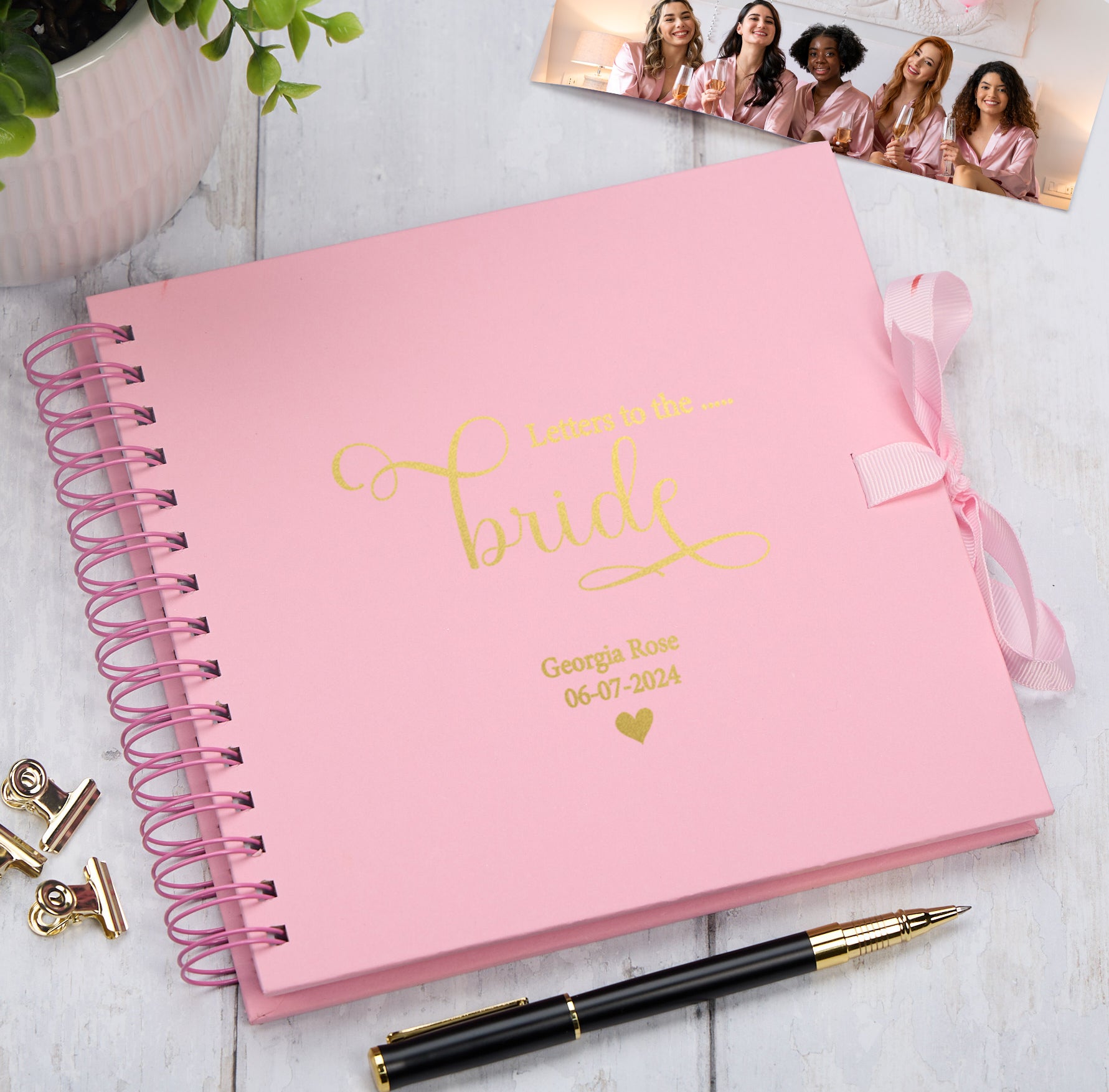 Personalised Letters To The Bride Multiple Colours Scrapbook or Photo Album Gift Scrapbook ukgiftstoreonline Pink