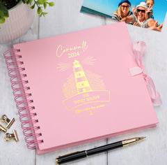 Personalised Lighthouse Seaside Family Holidays Journal Album Multiple Colour Scrapbook Scrapbook ukgiftstoreonline Pink