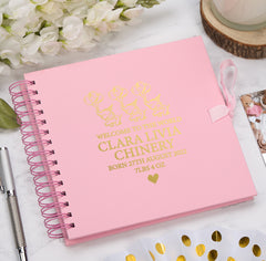 Personalised Baby Record Book, Multiple Colour Scrapbook or Photo Album With Elephants