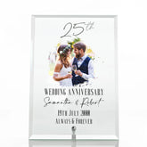Personalised 25th Anniversary Keepsake Gift For Couple Glass Plaque With Printed Photo