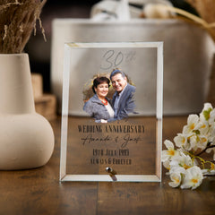 Personalised 30th Anniversary Keepsake Gift For Couple Glass Plaque With Printed Photo