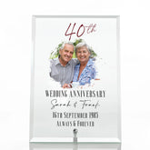 Personalised 40th Anniversary Keepsake Gift For Couple Glass Plaque With Printed Photo