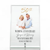 Personalised 50th Anniversary Keepsake Gift For Couple Glass Plaque With Printed Photo