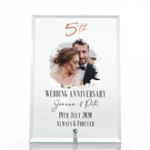 Personalised 5th Anniversary Keepsake Gift For Couple Glass Plaque With Printed Photo