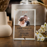Personalised 5th Anniversary Keepsake Gift For Couple Glass Plaque With Printed Photo