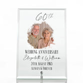 Personalised 60th Anniversary Keepsake Gift For Couple Glass Plaque With Printed Photo