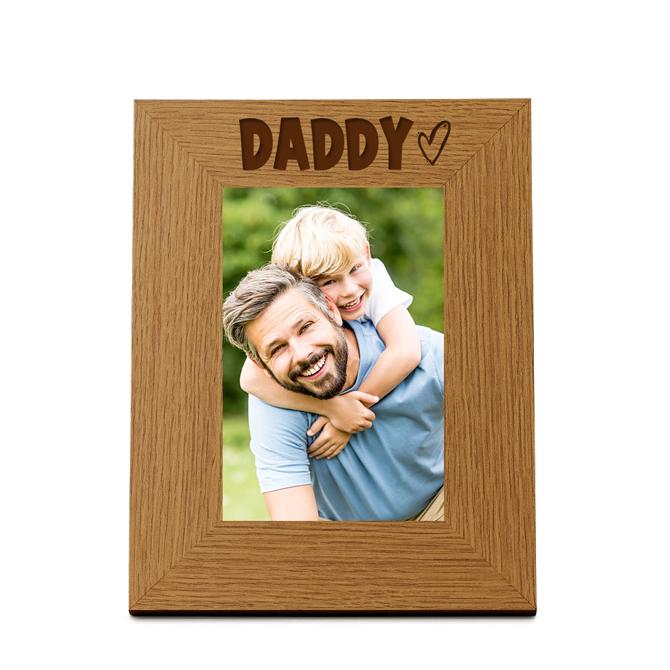 Oak Picture Photo Frame Daddy Heart Gift Father's Day Portrait Anniversary Photo Frame ukgiftstoreonline