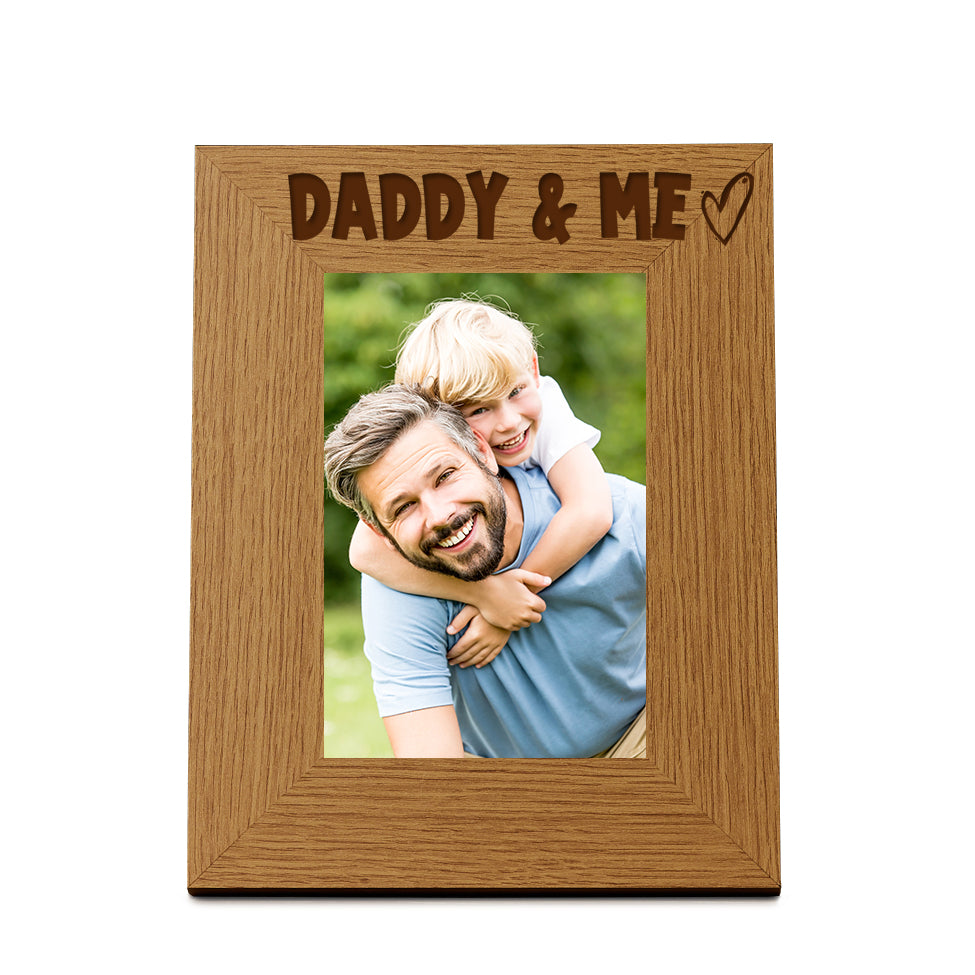 Oak Picture Photo Frame Daddy & Me Heart Gift Portrait Anniversary Photo Frame ukgiftstoreonline