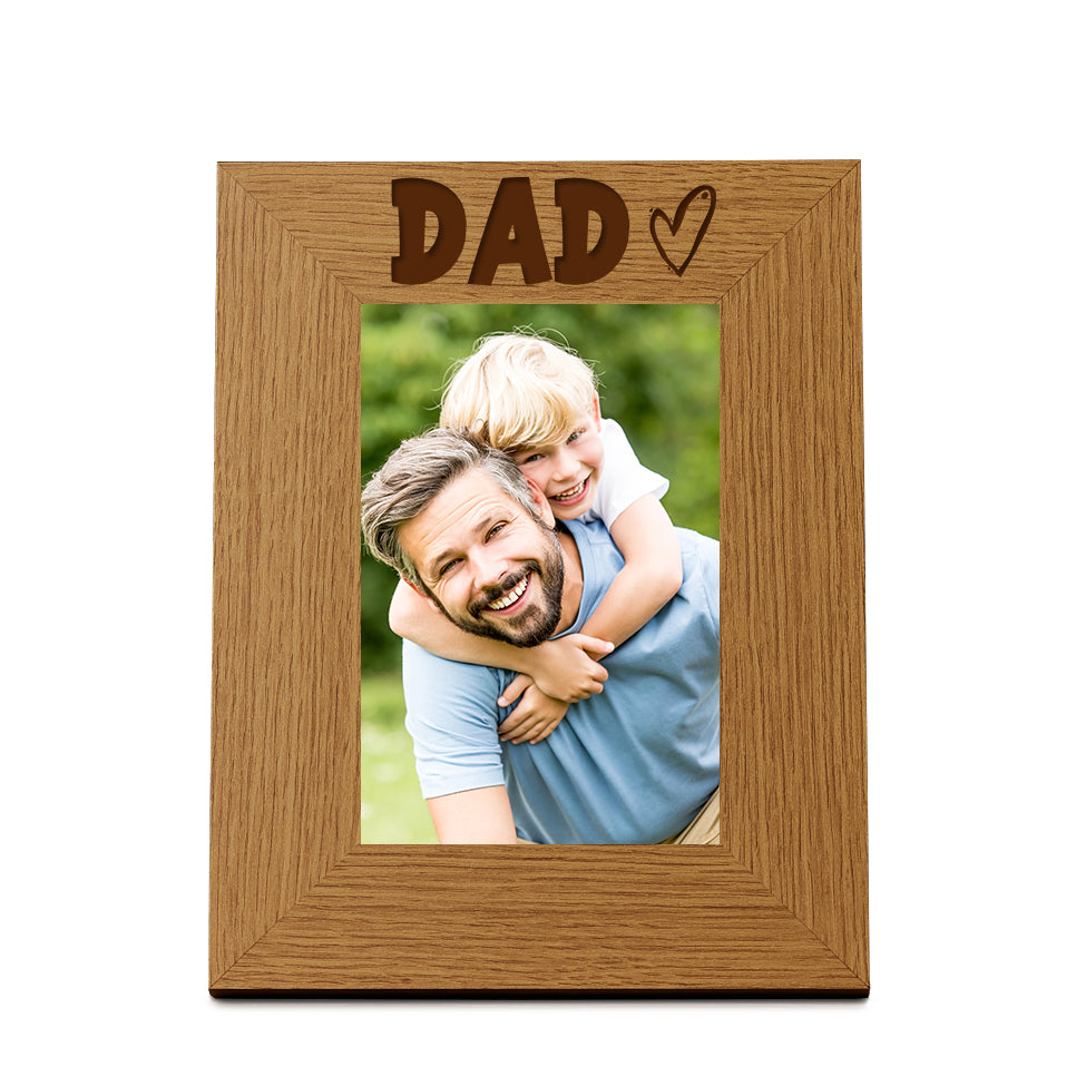 Oak Picture Photo Frame Dad Heart Gift Father's Day Portrait Anniversary Photo Frame ukgiftstoreonline