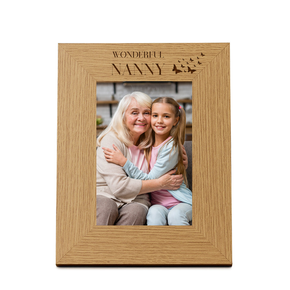 Wholesale Pack of 5 - Nanny Butterfly Gift Wooden Engraved Photo Frame Photo Frame ukgiftstoreonline Portrait