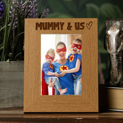 Oak Picture Photo Frame Mummy & Us Heart Gift Portrait