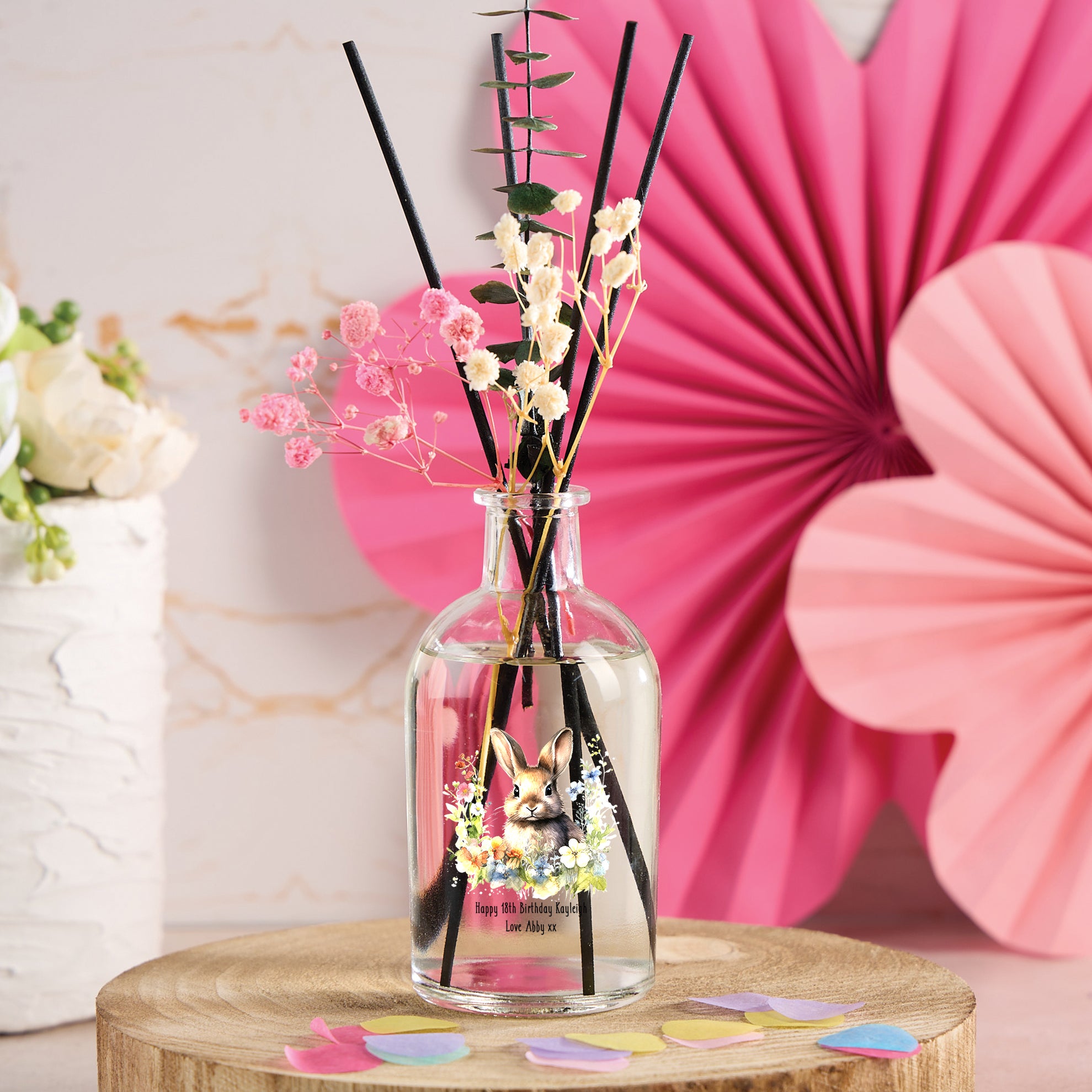 Personalised Bunny Reed Diffuser Gift For Her Any Occasion or Sentiment Personalised Reed Diifuser ukgiftstoreonline