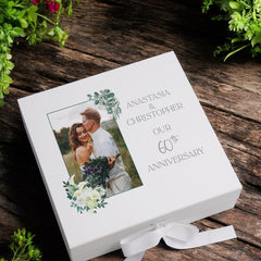 Personalised 60th Anniversary Couple Gift Custom Photo Anniversary Keepsake Box Wedding Day Memory Gifts