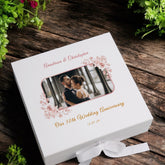 Personalised 50th Anniversary Photo Keepsake Box, Custom Photo Wedding Memory Storage, Wood or Ribbon Box, Available in 2 Sizes