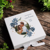 Personalised Wedding Keepsake Box Couple Gift Custom Photo in Gold Circle Frame Wedding Day Memory Gifts