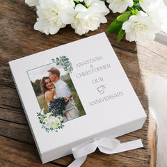 Personalised 5th Anniversary Couple Gift Custom Photo Anniversary Keepsake Box Wedding Day Memory Gifts