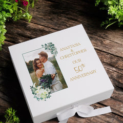 Personalised 50th Anniversary Couple Gift Custom Photo Anniversary Keepsake Box Wedding Day Memory Gifts