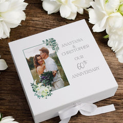 Personalised 60th Anniversary Couple Gift Custom Photo Anniversary Keepsake Box Wedding Day Memory Gifts