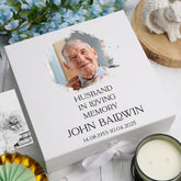 Personalised Husband In Loving Memory White Keepsake Box With Photo For Condolence & Memory Treasure Sympathy Gift