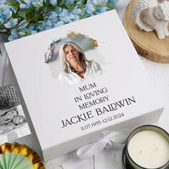 Personalised Mum In Loving Memory White Keepsake Box With Photo For Condolence & Memory Treasure Sympathy Gift