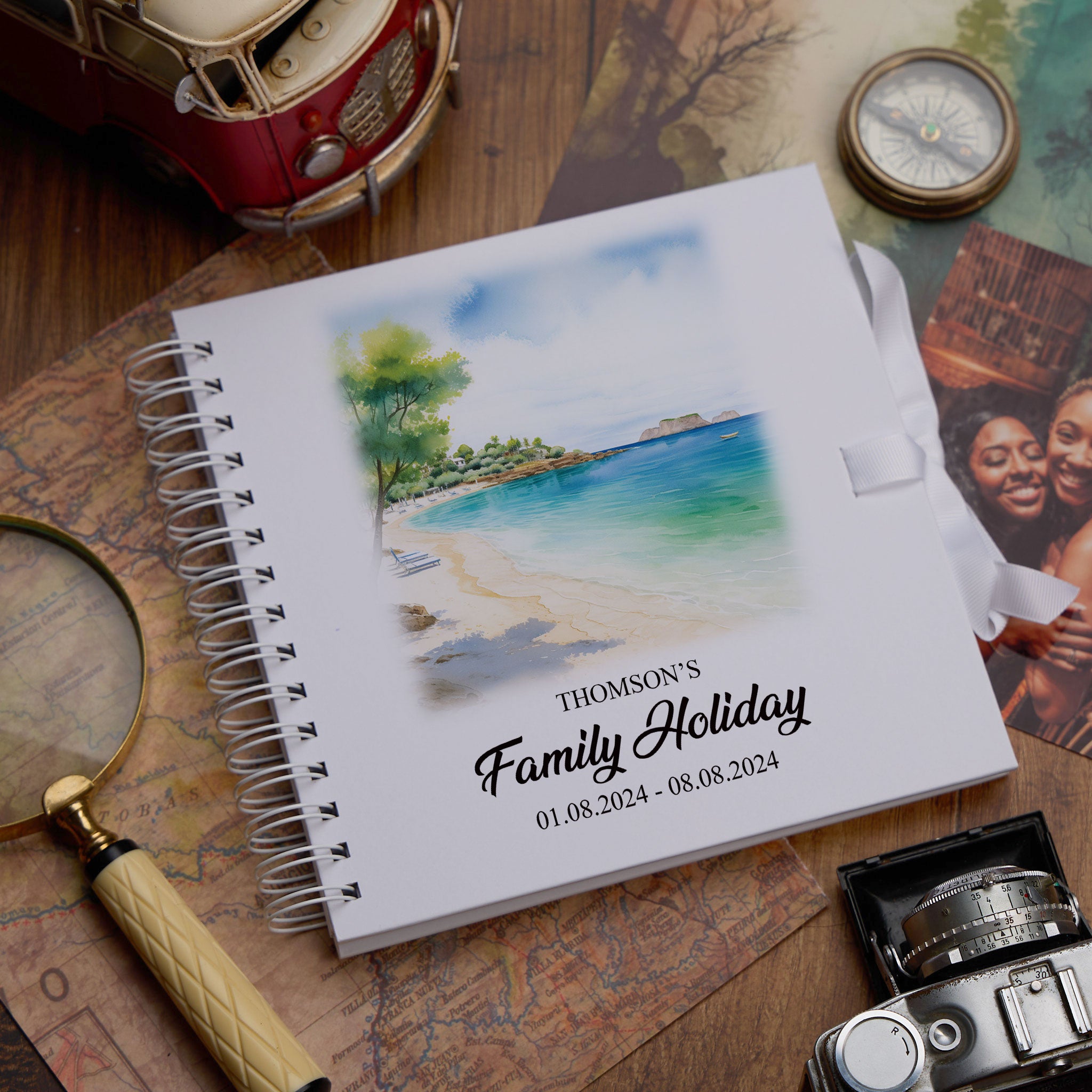 Personalised Majorca/Mallorca Holiday Memory Scrapbook Journal Photo Albums Adventures Photo Album ukgiftstoreonline Sea Side 8 x 8 Inches