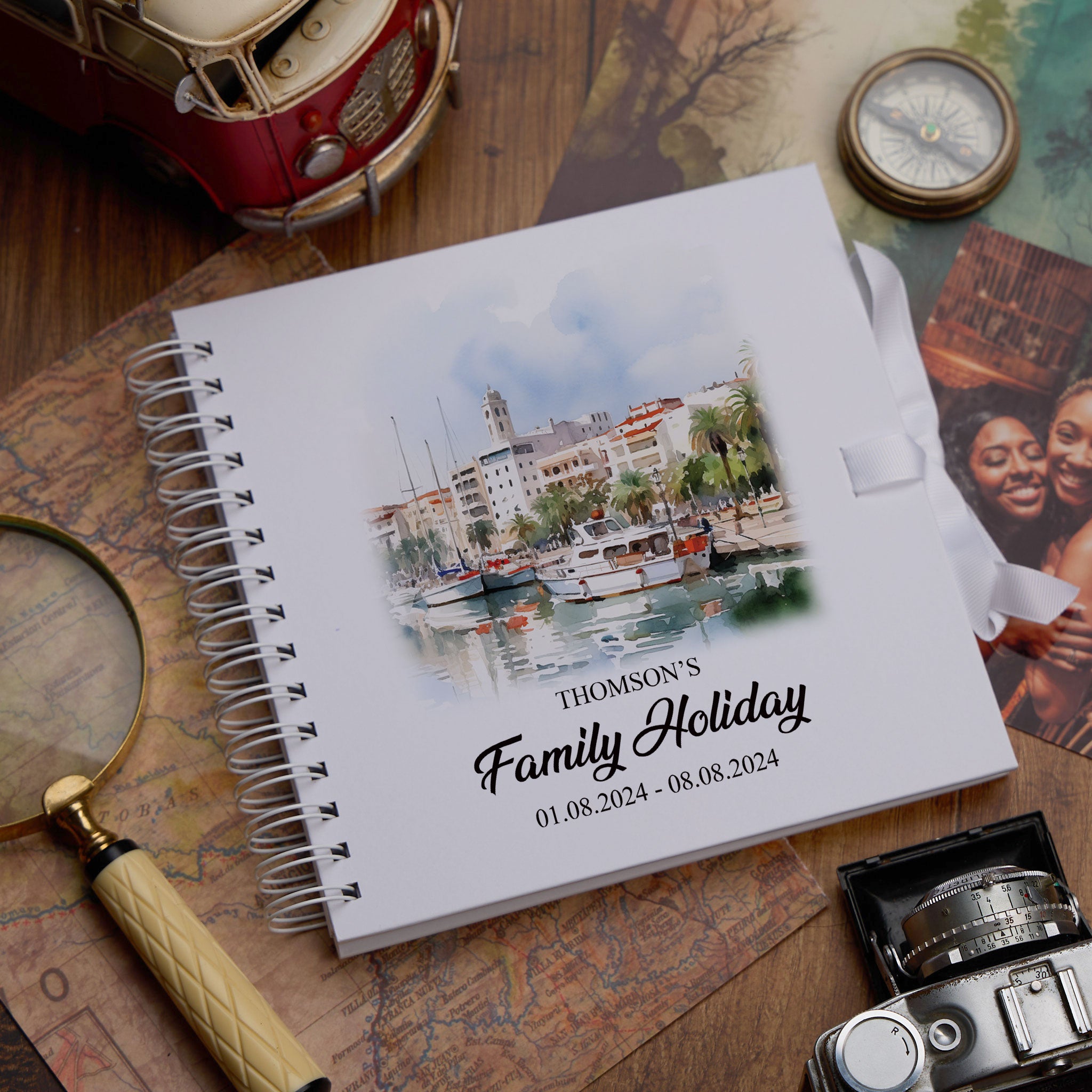 Personalised Malaga Holiday Memory Scrapbook Journal Photo Albums Adventures Photo Album ukgiftstoreonline Port 8 x 8 Inches