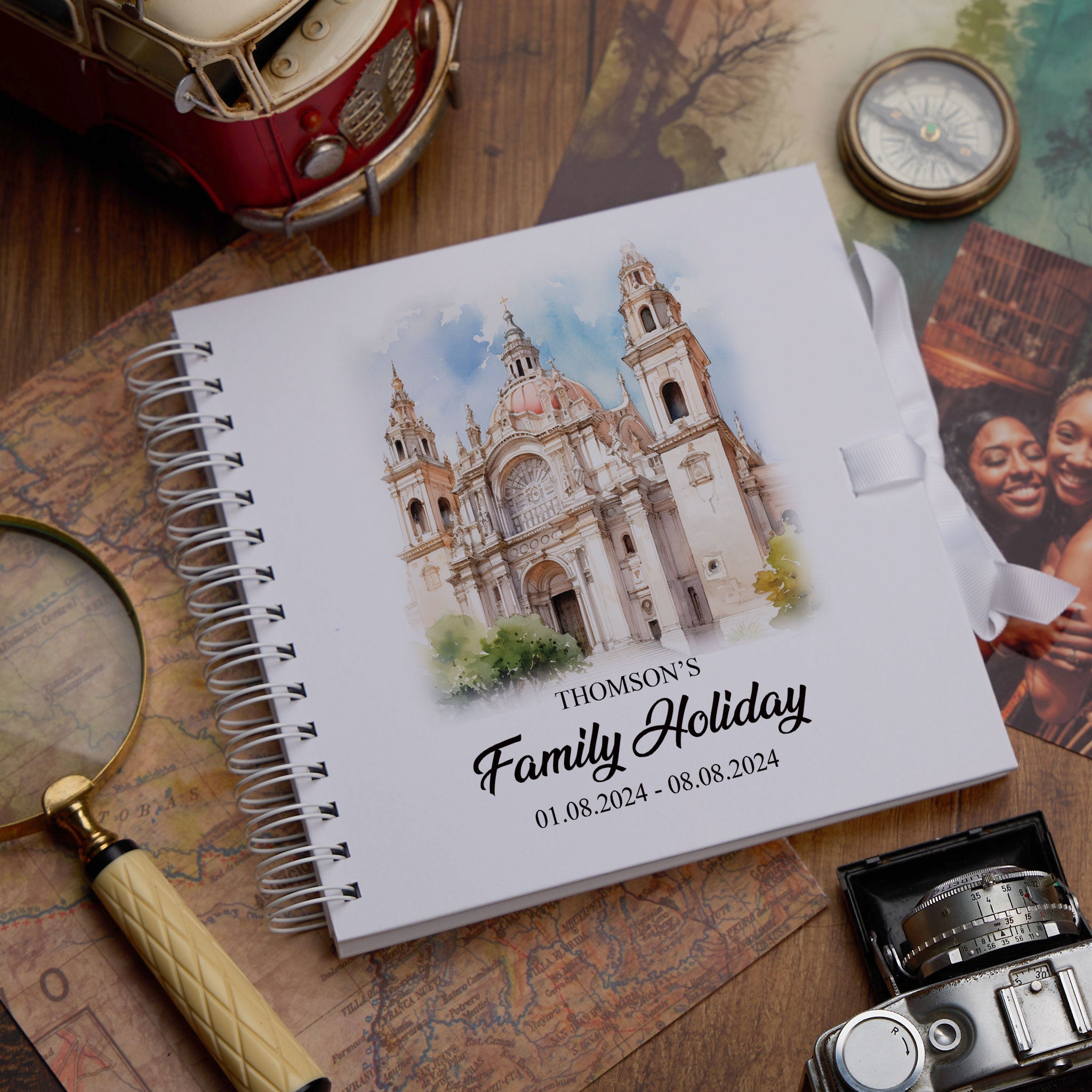 Personalised Malaga Holiday Memory Scrapbook Journal Photo Albums Adventures Photo Album ukgiftstoreonline Santa Iglesia Catedral Basílica 8 x 8 Inches