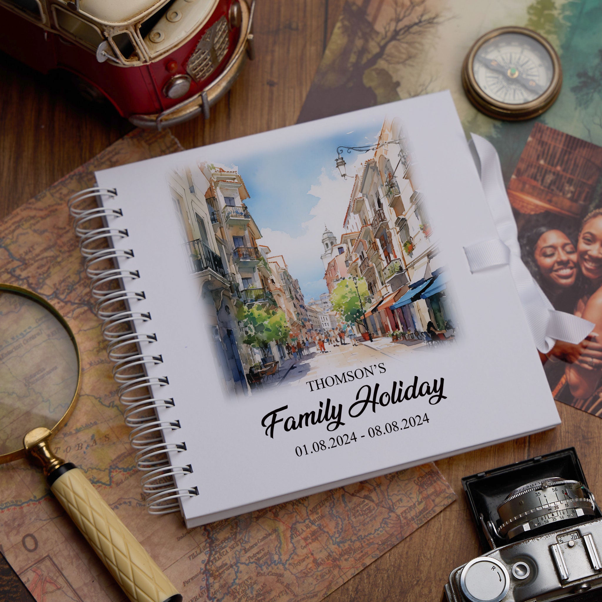 Personalised Malaga Holiday Memory Scrapbook Journal Photo Albums Adventures Photo Album ukgiftstoreonline Town centre 8 x 8 Inches