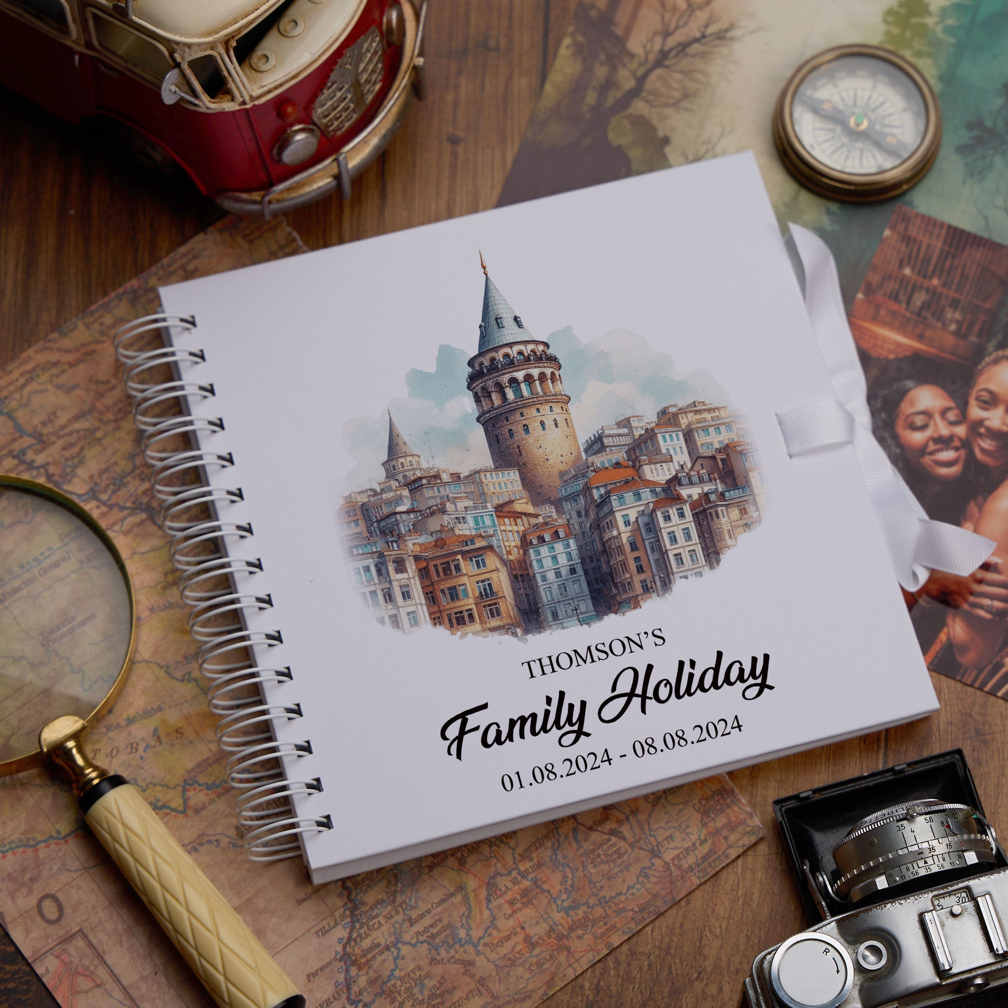 Personalised Turkey Holiday Memory Scrapbook Journal Photo Albums Adventures Photo Album ukgiftstoreonline Galata Tower 8 x 8 Inches