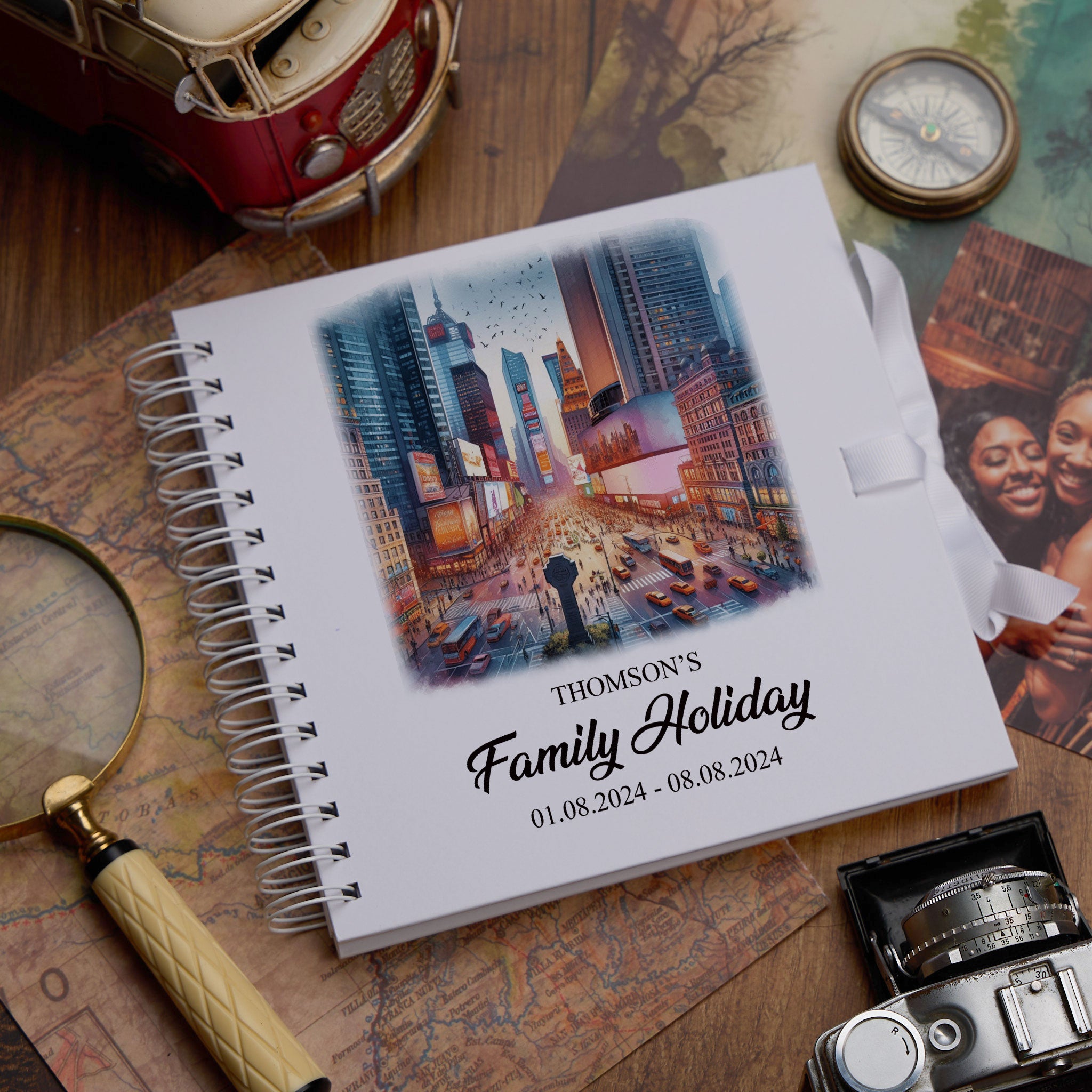 Personalised New York Holiday Memory Scrapbook Journal Photo Albums Adventures Photo Album ukgiftstoreonline Times Square 8 x 8 Inches