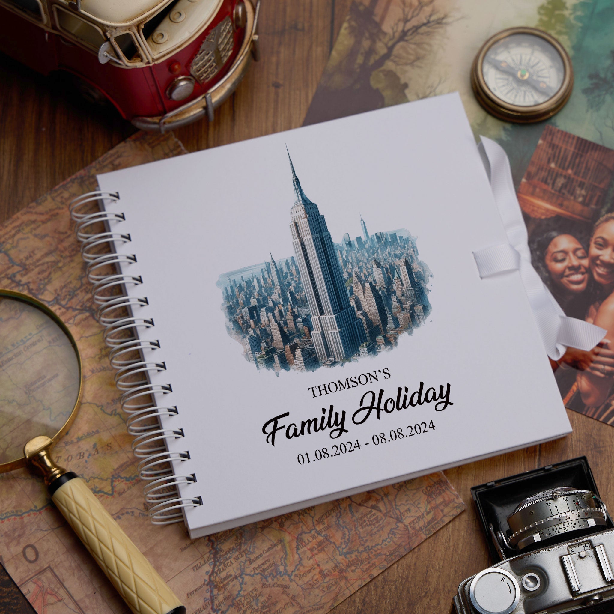 Personalised New York Holiday Memory Scrapbook Journal Photo Albums Adventures Photo Album ukgiftstoreonline Empire State Building 8 x 8 Inches