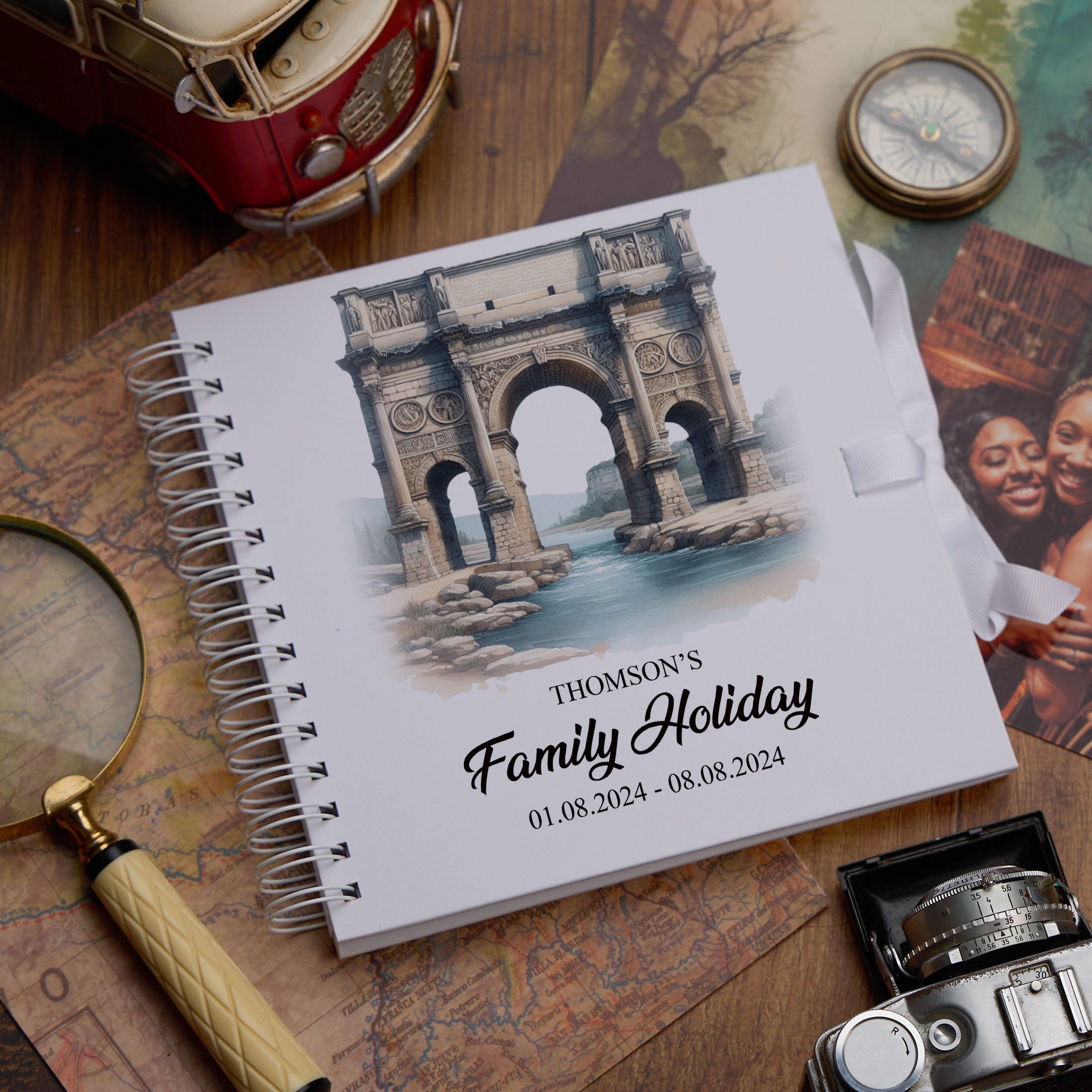 Personalised Rome Holiday Memory Scrapbook Journal Photo Albums Adventures Photo Album ukgiftstoreonline Arch of Constantine 8 x 8 Inches