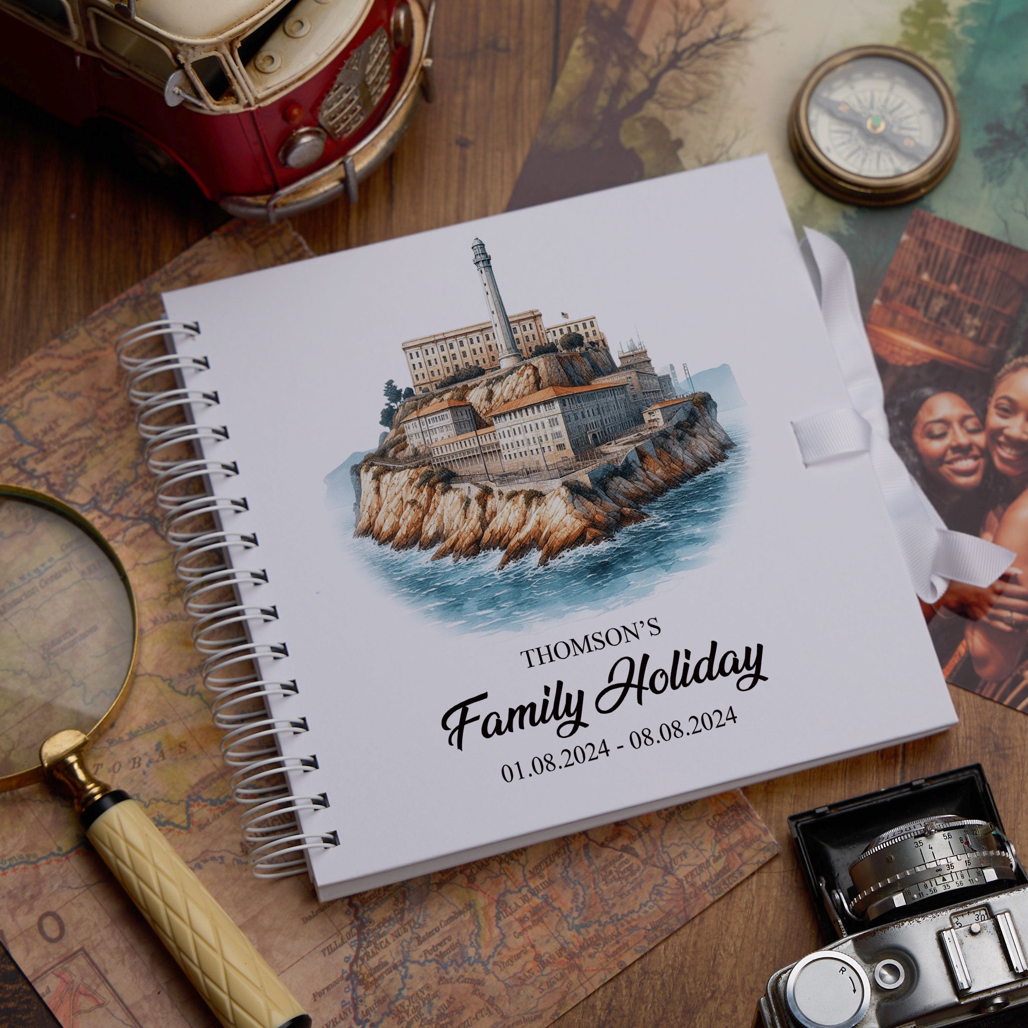 Personalised San Francisco Holiday Memory Scrapbook Journal Photo Albums Adventures Photo Album ukgiftstoreonline Alcatraz Island 8 x 8 Inches