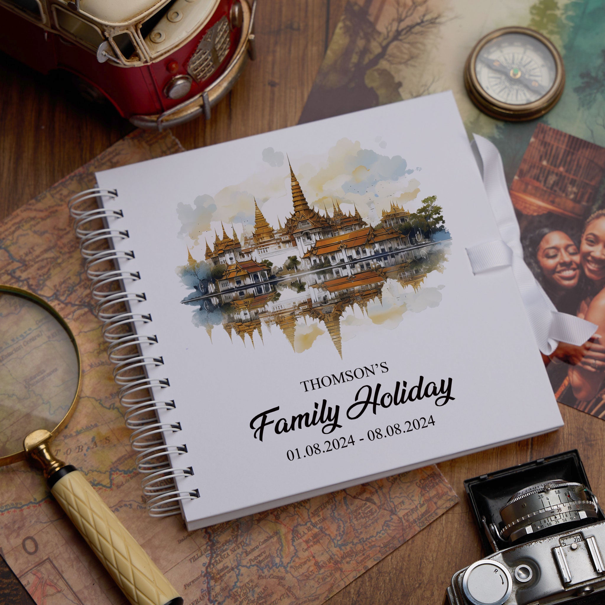 Personalised Bangkok Holiday Memory Scrapbook Journal Photo Albums Adventures Photo Album ukgiftstoreonline Templo de marmol 8 x 8 Inches