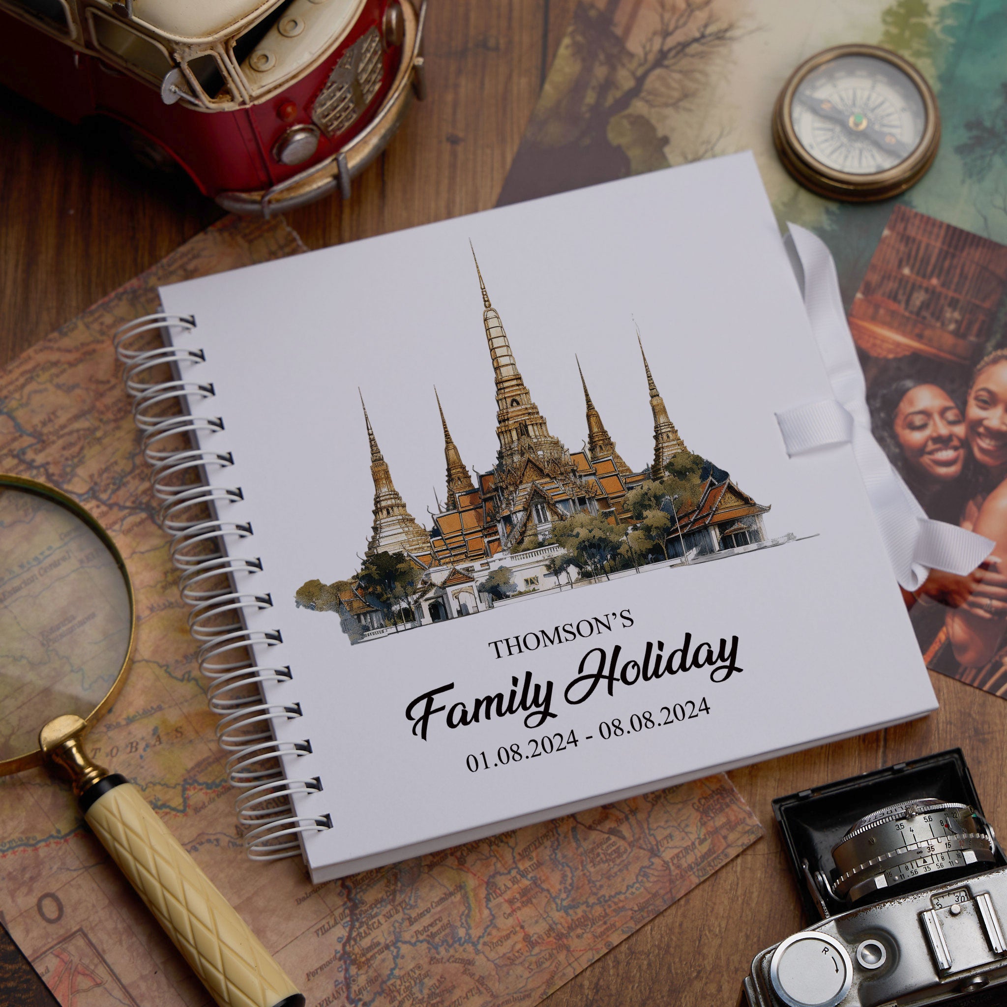Personalised Bangkok Holiday Memory Scrapbook Journal Photo Albums Adventures Photo Album ukgiftstoreonline Ala Arun 8 x 8 Inches