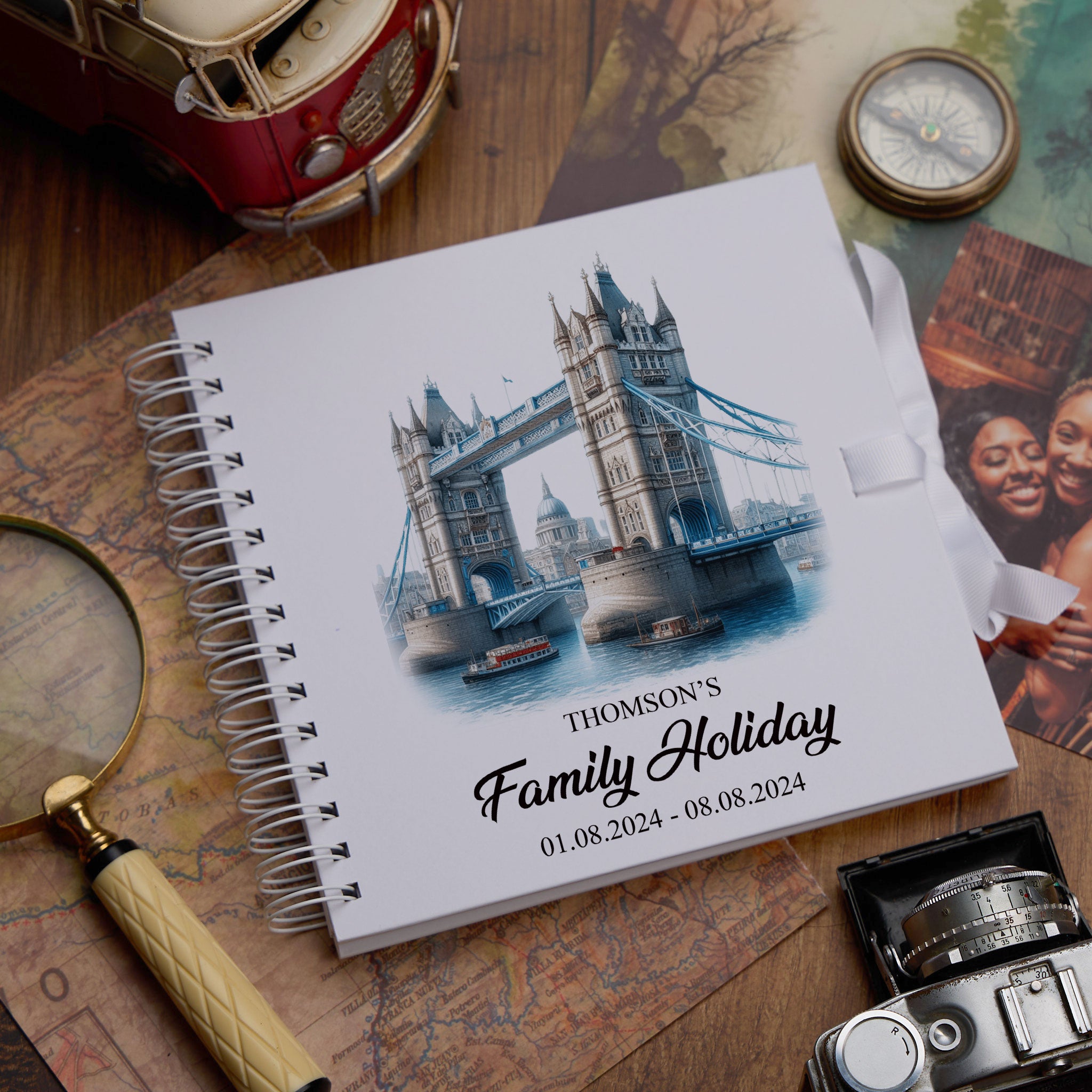 Personalised England, London Holiday Memory Scrapbook Journal Photo Albums Adventures Photo Album ukgiftstoreonline Tower Bridge 8 x 8 Inches