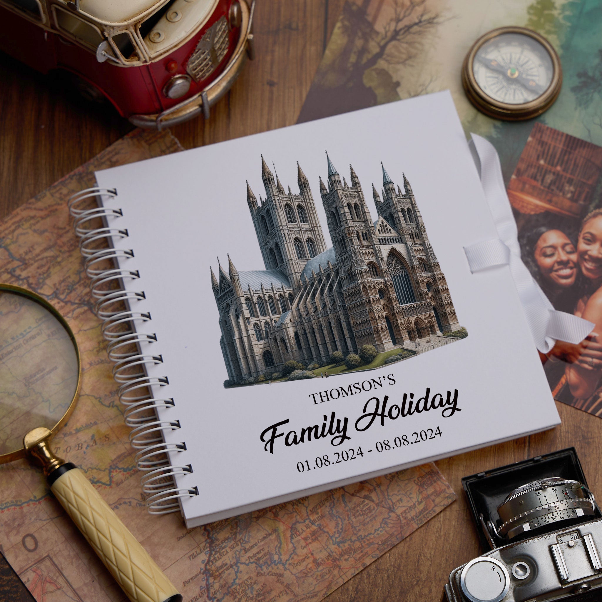 Personalised England, London Holiday Memory Scrapbook Journal Photo Albums Adventures Photo Album ukgiftstoreonline Canterbury Cathedral 8 x 8 Inches