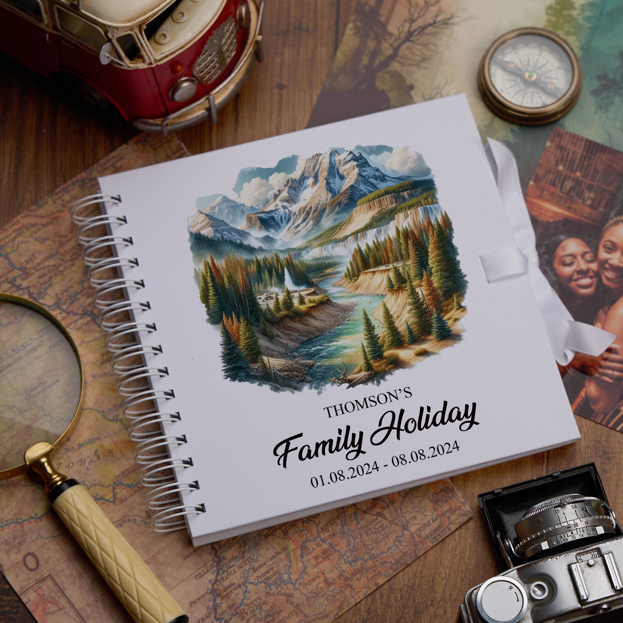 Personalised USA Holiday Memory Scrapbook Journal Photo Albums Adventures Photo Album ukgiftstoreonline Yellowstone National Park 8 x 8 Inches