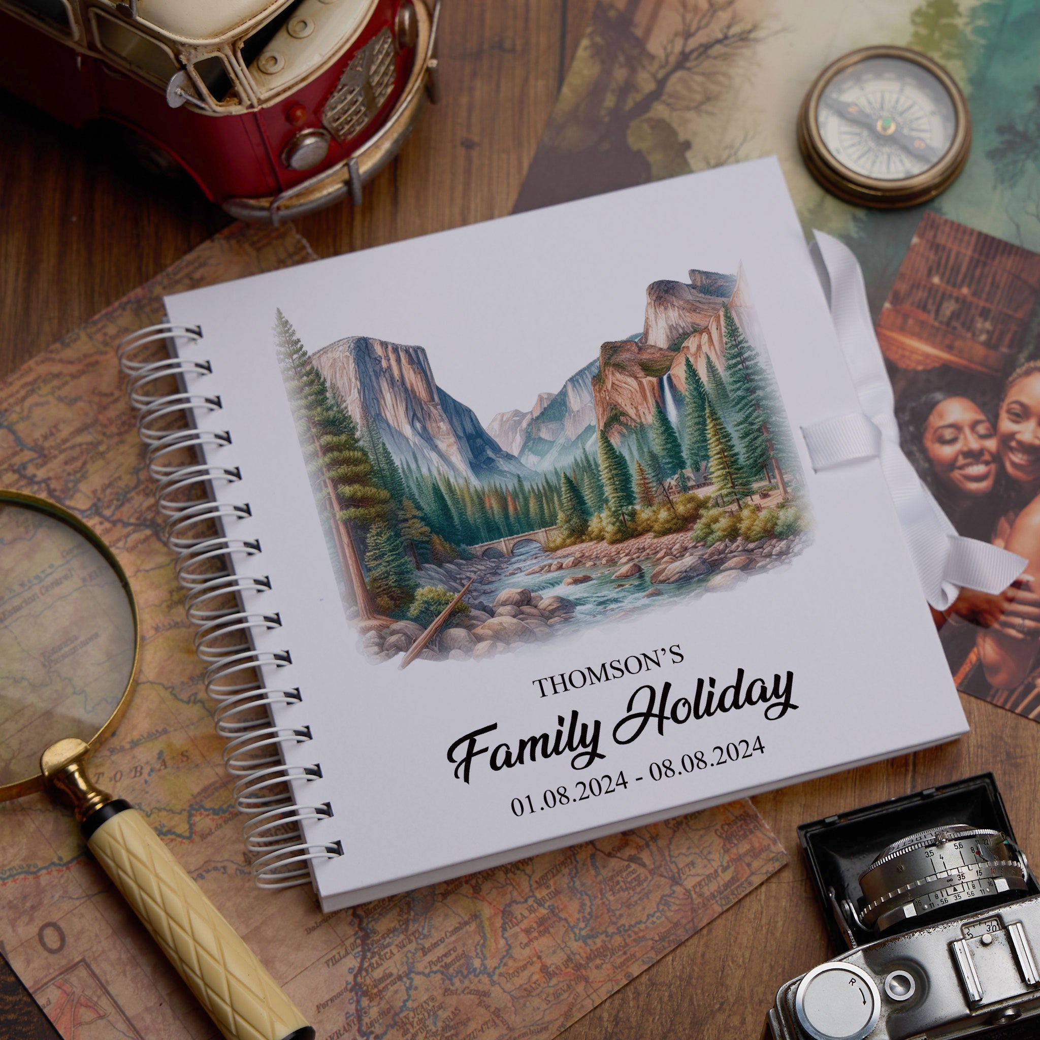Personalised USA Holiday Memory Scrapbook Journal Photo Albums Adventures Photo Album ukgiftstoreonline Yosemite National Park 8 x 8 Inches