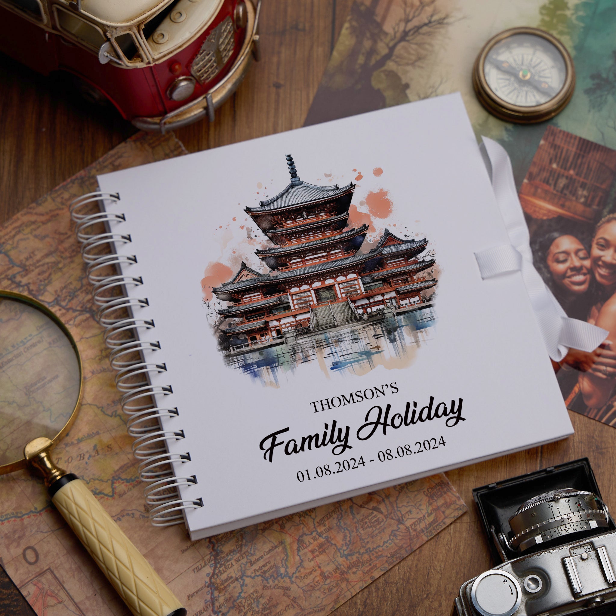 Personalised Tokyo Holiday Memory Scrapbook Journal Photo Albums Adventures Photo Album ukgiftstoreonline Pagoda 8 x 8 Inches